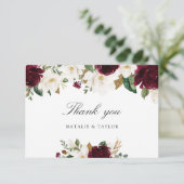 Floral Burgund Magnolia Grüne Weinroute Mendrisiot Dankeskarte (Stehend Vorderseite)