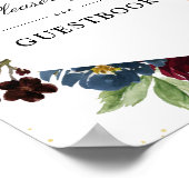Floral Burgund & Navy Gästebuch Hochzeitszeichen (Ecke)