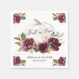 Floral Burgund Pumpkin Fall in Liebe Hochzeit Serviette
