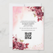 Floral Burgund QR-Code Prinzessin Quinceanera Einladung (Rückseite)
