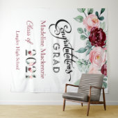 Floral Burgund Rosa Abschluss 2021 Hintergrund Wandteppich (Beispiel (Horizontal))