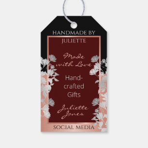 Floral Burgund und Rose Gold Marketing Vielen Dank Geschenkanhänger