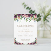 Floral Burgund Wasserfarbe Elfenbeinküste Save the Ankündigungspostkarte (Stehend Vorderseite)