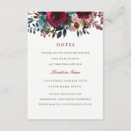 Floral Burgund Wedding Hotel Unterkunftskarten Begleitkarte