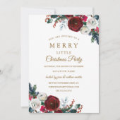 Floral Burgund Weihnachts-Party Einladung (Vorderseite)