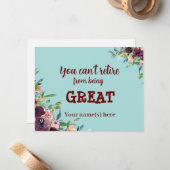 Floral Burgundy Aquamarin Happy Retirement Mitteilungskarte (Vorderseite/Rückseite Beispiel)