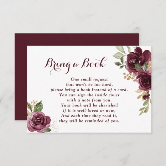 Floral Burgundy Babydusche buchen RSVP Karte (Vorne/Hinten)