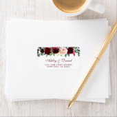 Floral Burgundy Blue Wedding Address Adressaufkleber (Insitu)