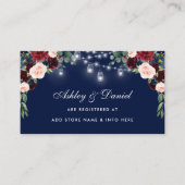 Floral Burgundy Blue Wedding Registry Insert Card (Vorderseite)