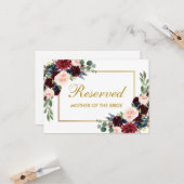 Floral Burgundy Blue Wedding Reserviert Gästebuch Karte (Vorderseite/Rückseite Beispiel)