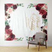 Floral Burgundy & blush Bridal Shower backdrop Wandteppich (Beispiel (Horizontal))