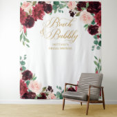 Floral Burgundy & blush Bridal Shower backdrop Wandteppich (Beispiel)