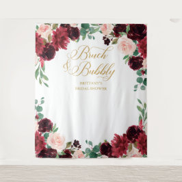 Floral Burgundy & blush Bridal Shower backdrop Wandteppich