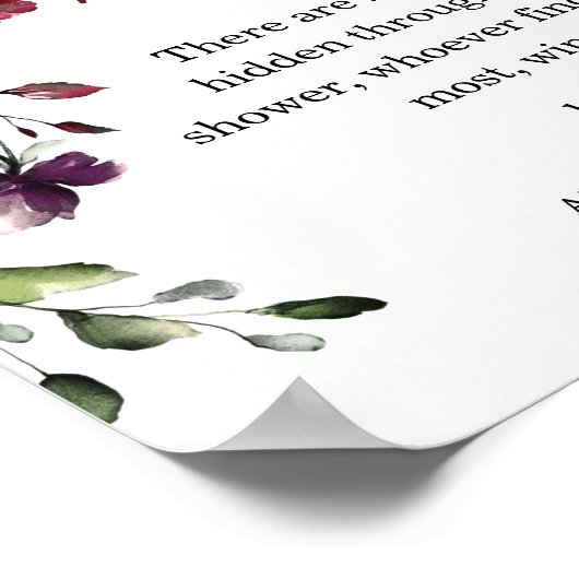 Floral Burgundy Blush Schnuller Hunt Sign Poster (Ecke)