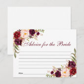 Floral Burgundy Brautparty Advice Card B Postkarte (Vorne/Hinten)