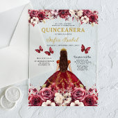 Floral Burgundy Butterfly Prinzessin Quinceanera Acryleinladungen