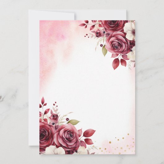 Floral Burgundy Butterfly Prinzessin Quinceanera Einladung (Rückseite)