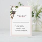 Floral Burgundy Cream Dusty Pink Rose UAWG Wedding RSVP Karte (Stehend Vorderseite)