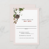 Floral Burgundy Cream Dusty Pink Rose UAWG Wedding RSVP Karte (Vorne/Hinten)