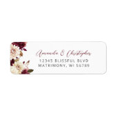 Floral Burgundy Cream Wedding Rücksendeadresse (Vorne)