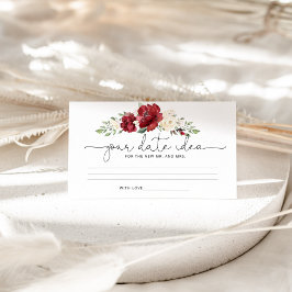 Floral burgundy Date night idea Begleitkarte