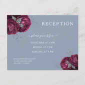 Floral Burgundy Dusty Blue Wedding Empfang Begleitkarte (Vorderseite)