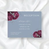 Floral Burgundy Dusty Blue Wedding Empfang Begleitkarte