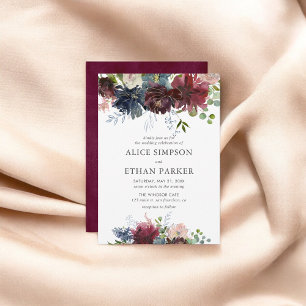 Floral Burgundy Elegante Wedding Einladung