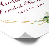 Floral Burgundy Gold Boho Brautparty Willkommen Poster (Ecke)