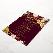 Floral Burgundy Gold Butterfly Quinceanera Folieneinladung (Gedreht)