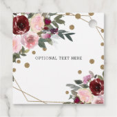 Floral Burgundy Gold Glitzer Geometric Wedding Geschenkanhänger (Rückseite)