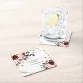 Floral Burgundy Gold Glitzer Geometric Wedding Rechteckiger Pappuntersetzer (Vor Ort)