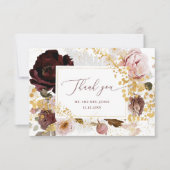 Floral burgundy gold Hochzeit im Herbst danke Ihne Karte (Vorderseite)