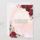 Floral Burgundy Gold Princess Birthday Quinceanera Einladung (Rückseite)