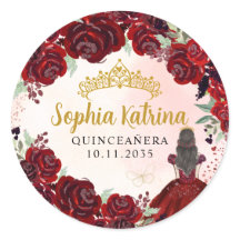 Floral Burgundy Gold Quinceanera Birthday Gevor