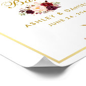 Floral Burgundy Gold Wedding Hot Chocolate Bar Poster (Ecke)