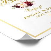 Floral Burgundy Gold Wedding Mimosa Bar Poster (Ecke)