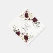 Floral Burgundy Greenery Gold Personalisierte Hoch Serviette (Ecke)