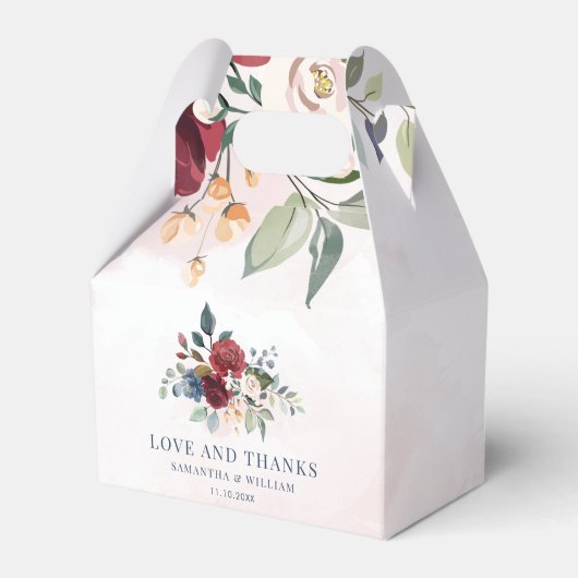 Floral Burgundy Greenery Moderne Hochzeit Geschenkschachtel (Vorderseite)