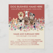 Floral Burgundy Haustiere Sitter Boarding Groomer Flyer (Hinten)