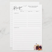 Floral Burgundy Magenta Lila Kitchen Rezept Karte (Vorne/Hinten)