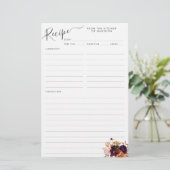 Floral Burgundy Magenta Lila Kitchen Rezept Karte (Stehend Vorderseite)