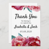 Floral Burgundy Marsala Peony Danke Karten (Vorne/Hinten)