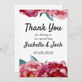 Floral Burgundy Marsala Peony Danke Karten (Vorne/Hinten)