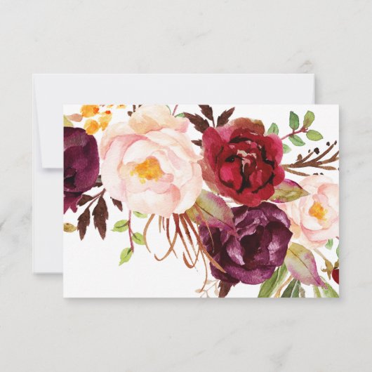 Floral Burgundy Marsala Save the Date Card (Rückseite)