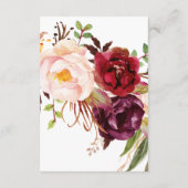 Floral Burgundy Marsala Wedding Details Card Begleitkarte (Rückseite)