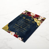 Floral Burgundy Navy Gold Lace Vow Erneuerung Folieneinladung (Gedreht)