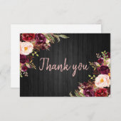 Floral Burgundy Peony Danke Karte (Vorne/Hinten)