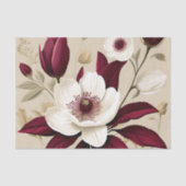 Floral Burgundy Pflanze Botanical Seidenpapier (Vorderseite)