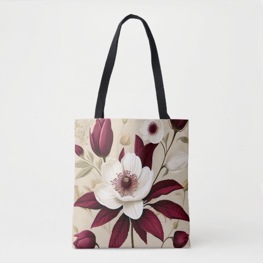 Floral Burgundy Pflanze Botanical Tasche (Vorderseite)